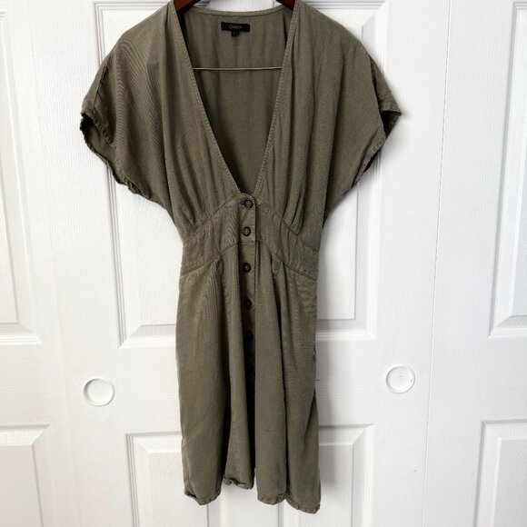 Quince Tencel Rib Knit Dark Olive Mini Flare Dress Small Boho Euro Parisian - Picture 8 of 8